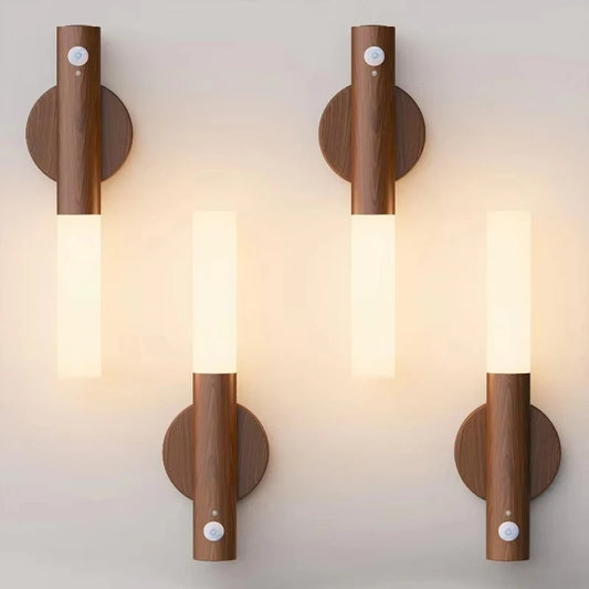 Night Light Motion Sensor Night Lights Rechargeable Wall Sconces Magnetic Wall Lights Wooden Wall Lighting for Bedroom Stair