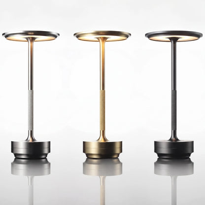 Lámpara de mesa inalámbrica recargable Eclara Ilumina tres colores dorado negro plateado tactil LED USB sin cables decoracion hogar salon